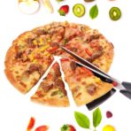 Stainless Steel Pizza Cutter Scissors Plastic Handle with Removable Spatula - Image 2