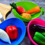 PLASTIC RICE BOWL/FOOD STRAINER THICK DRAIN BASKET WITH HANDLE FOR RICE, VEGETABLE & FRUIT (SET OF 3PCS) - Image 4