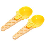 Ice Cream Spoons Set (2 pcs) ? Plastic Watermelon Scoopers with Trigger for Ice Cream, Fruit, and Cupcakes, Kitchen Tools