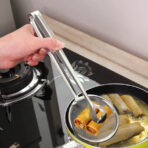 2In1 Stainless Steel Filter Spoon with Clip Food Kitchen Oil-Frying Multi-Functional - Image 4
