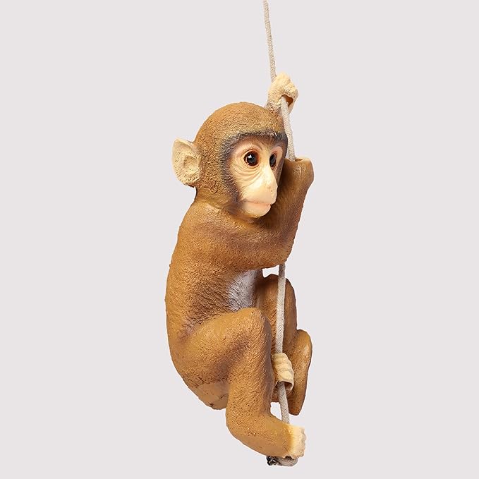 X1.jpeg Cute Hanging Monkey Figurine on Rope - Whimsical Climbing Jungle Animal Statue - Resin Indoor/Outdoor Garden, Patio & Tree Decor - Image 1